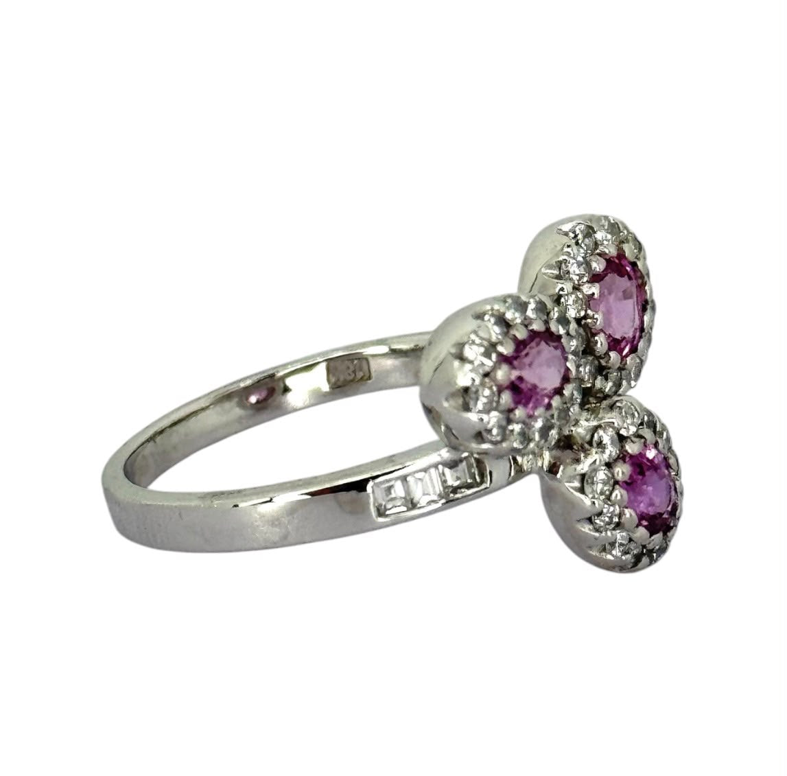 18KWG Pink Sapp Diamond Ring