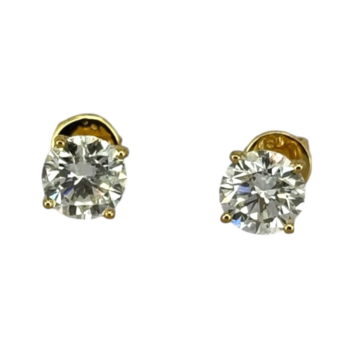 18KYG Solitaire Diamond D2=1.80cts Earring