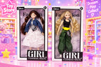 9in Doll Display with Long Hair