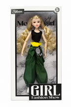 9in Doll Display with Long Hair