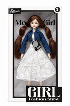 9in Doll Display with Long Hair