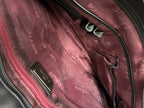 Braun Buffel Black Leather Messenger Bag Embossed Wave Pattern Flap