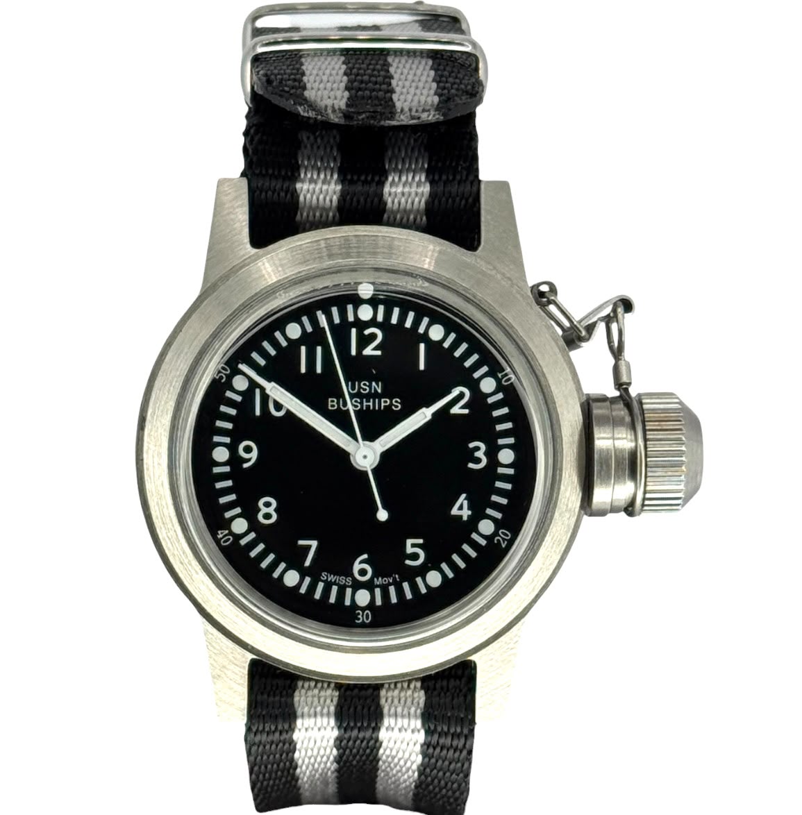 Naval Watch MIL04SV/BK US Marine USN Buships Quartz Watch, With Extra Nano Strap, 36mm Main image