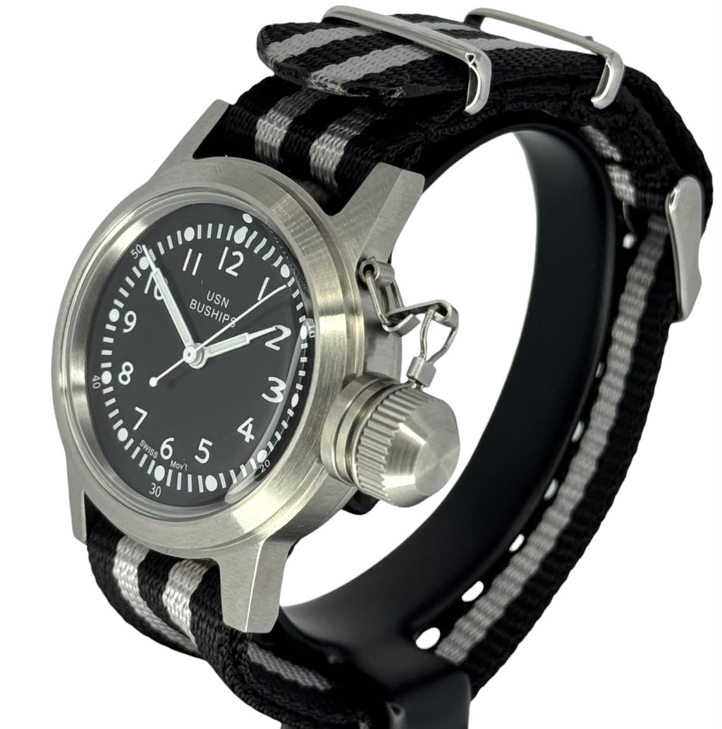 Naval Watch MIL04SV/BK US Marine USN Buships Quartz Watch, With Extra Nano Strap, 36mm