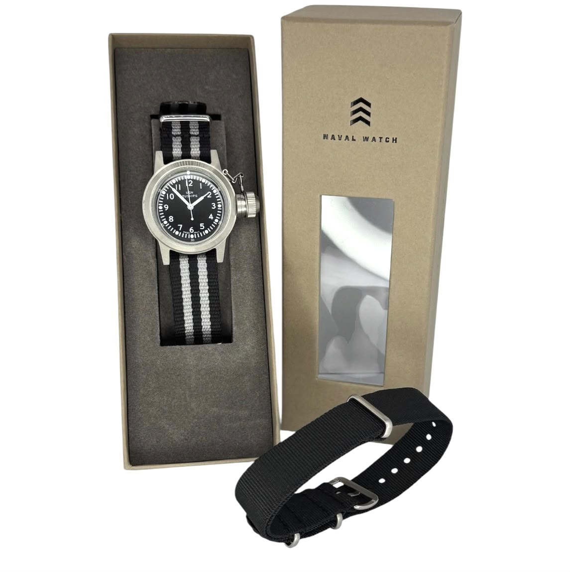 Naval Watch MIL04SV/BK US Marine USN Buships Quartz Watch, With Extra Nano Strap, 36mm