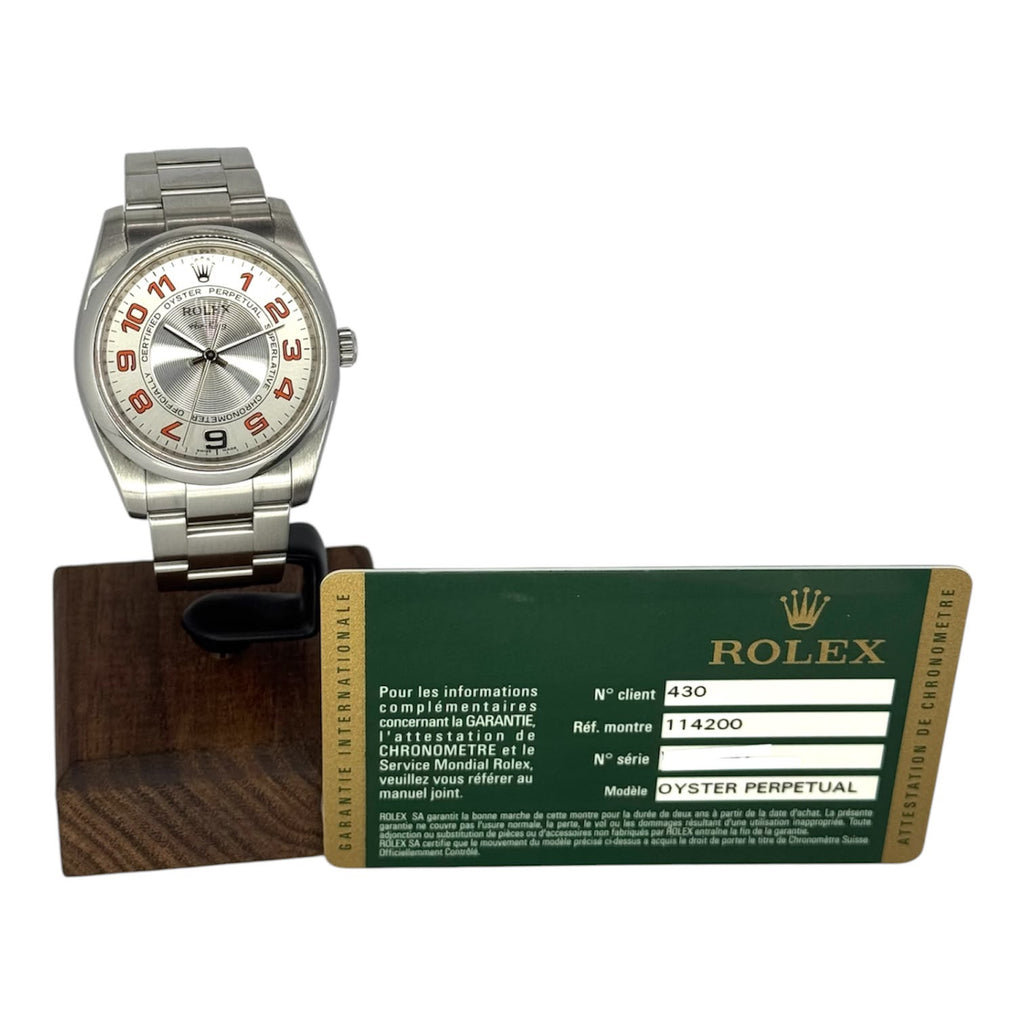 Rolex 114200 Air King Silver Concentric Automatic watch With Card, 34mm