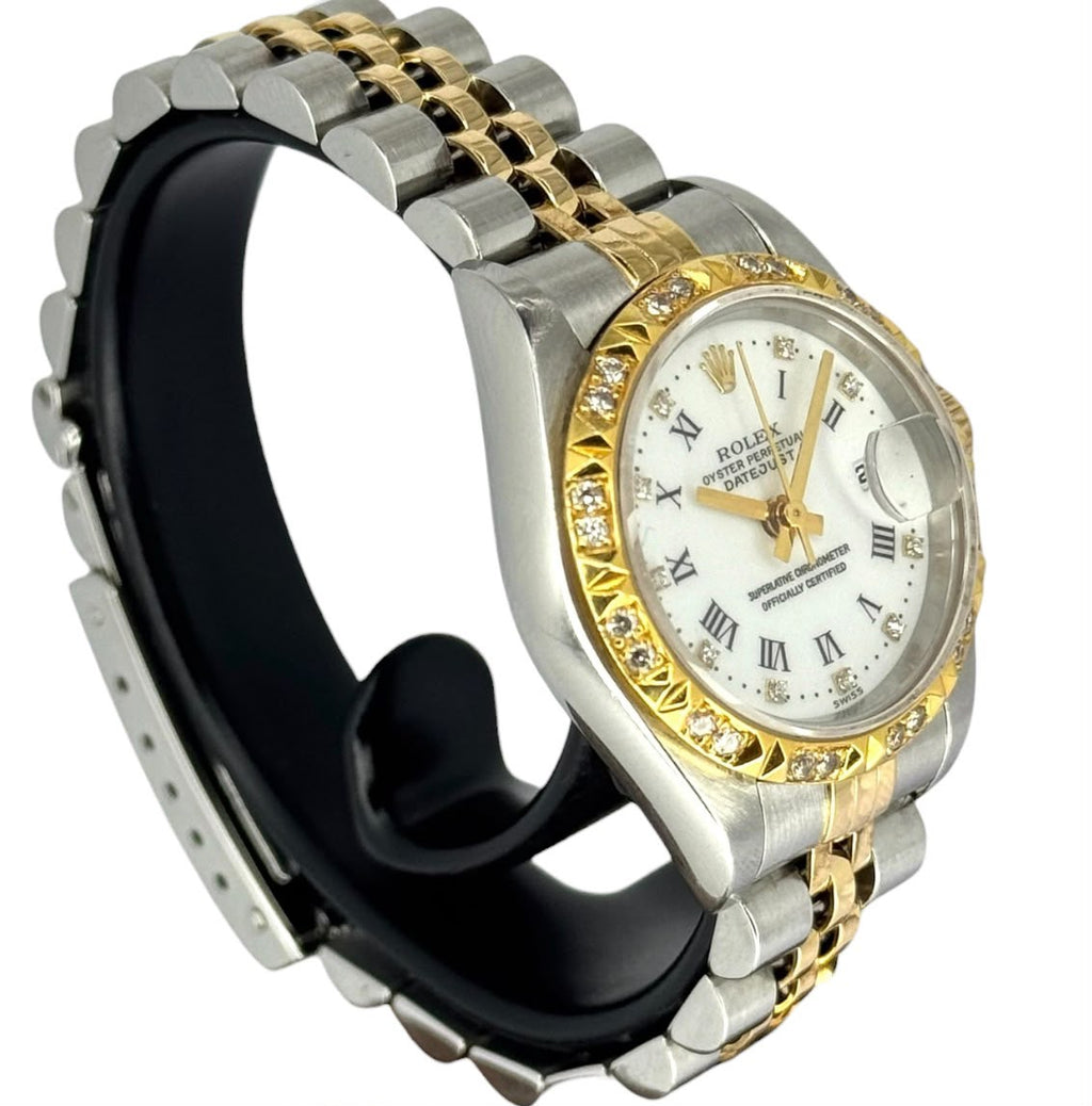 Rolex 79173 Datejust Half Gold Custom Diamond Bezel Lady Watch, 26mm