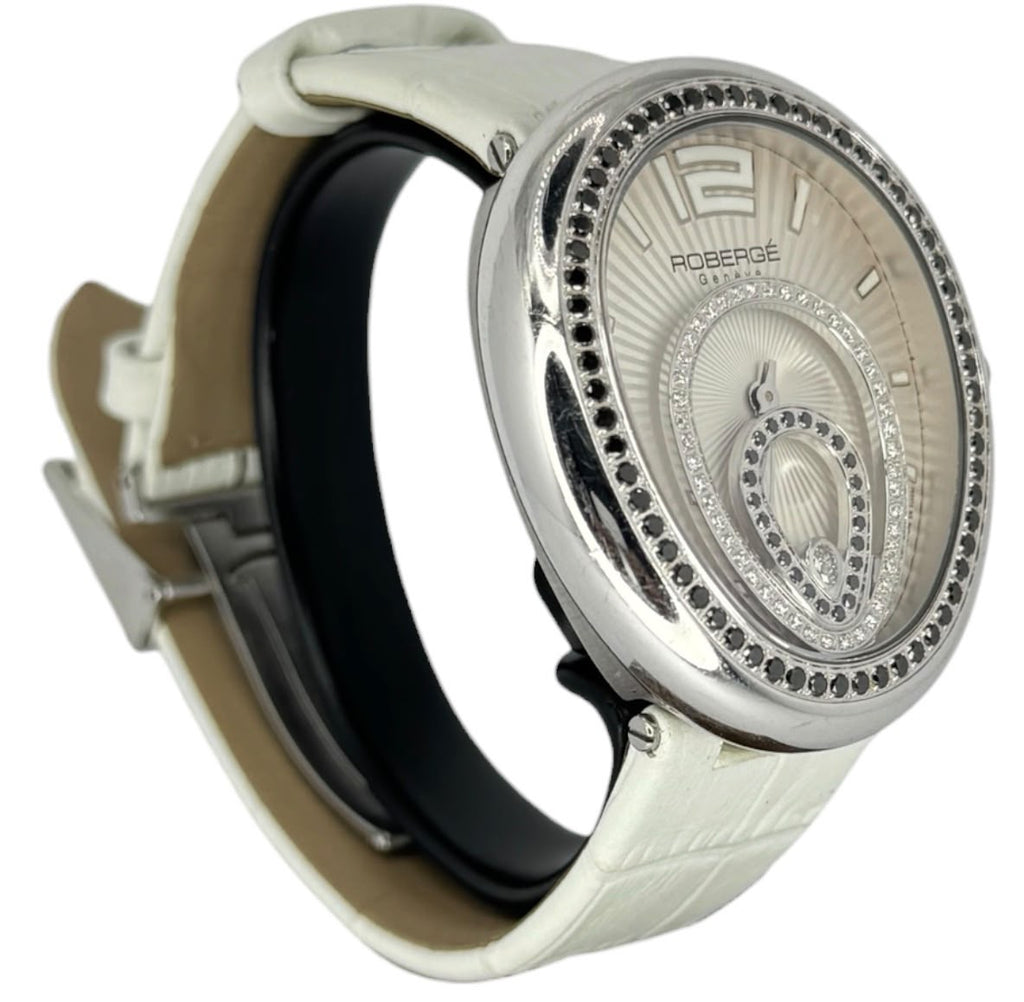 Roberge Geneva Vela Black Diamond=1.11ct, Diamond=0.29ct Quartz Watch,38mm