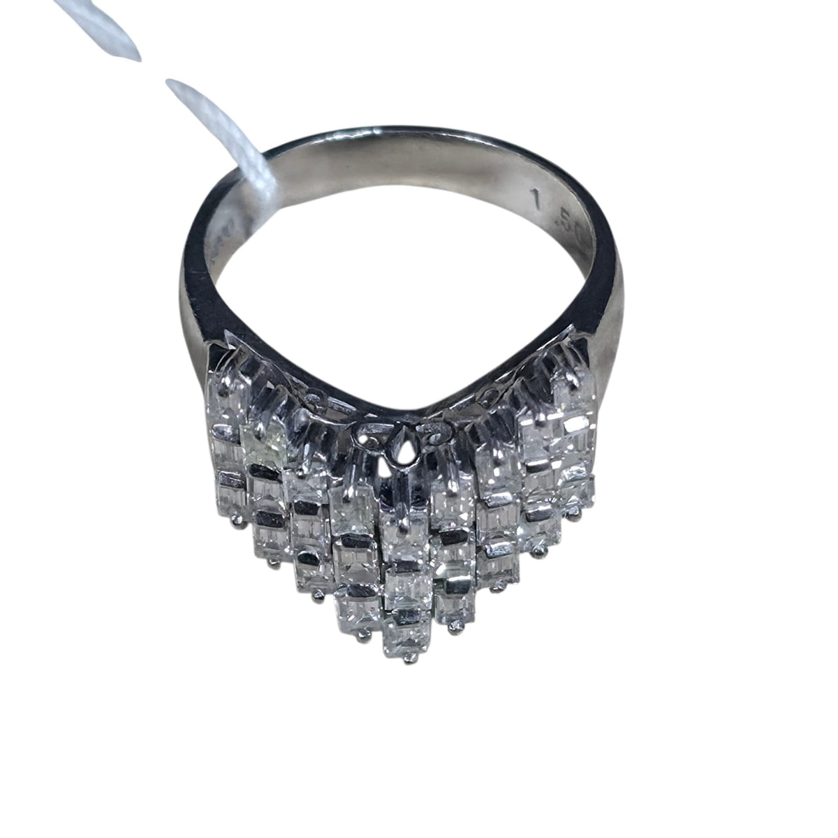 PT900 Natural Diamond V-Shape Emer Cut Ring Main image