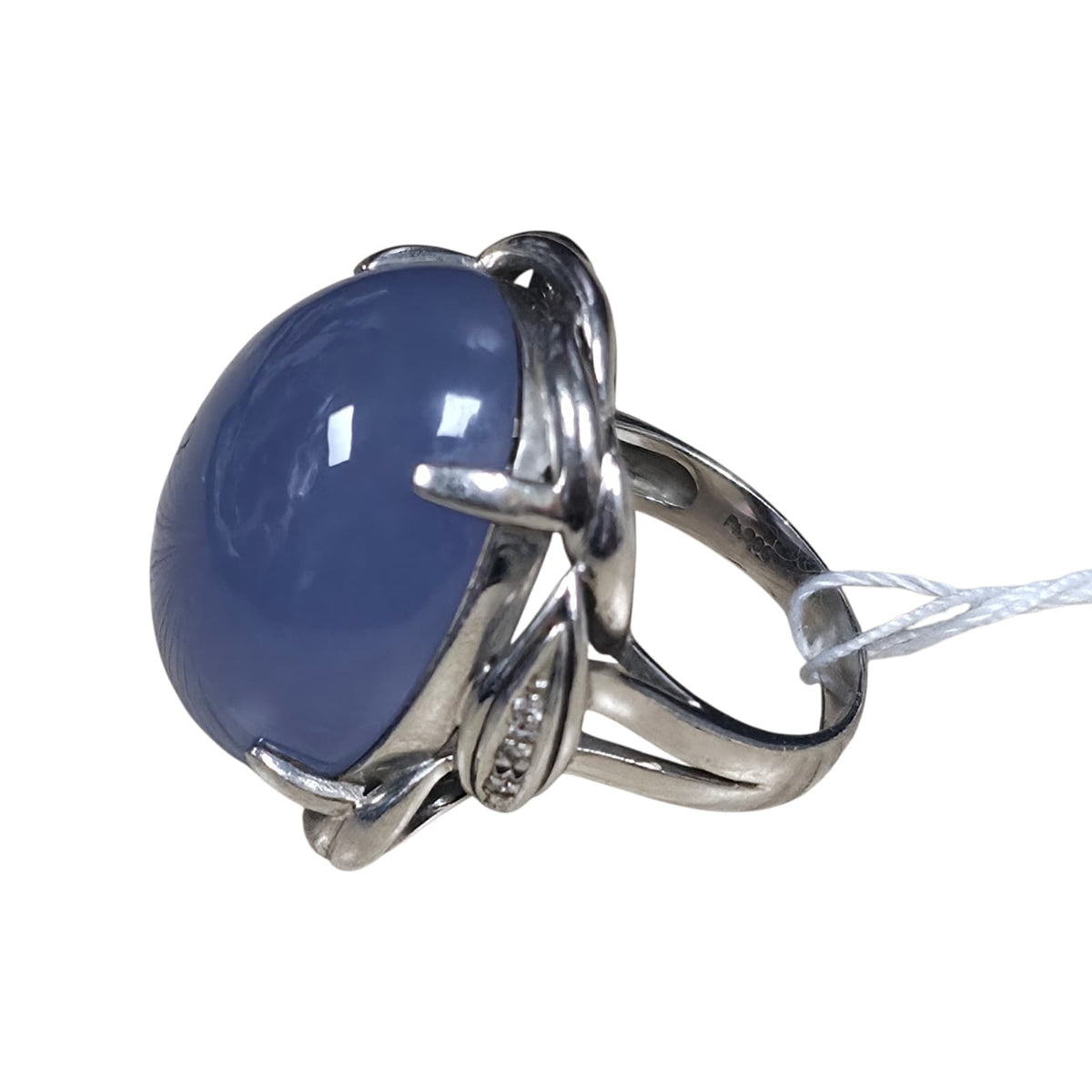 PT900 Blue Chalcedony Diamond Ring