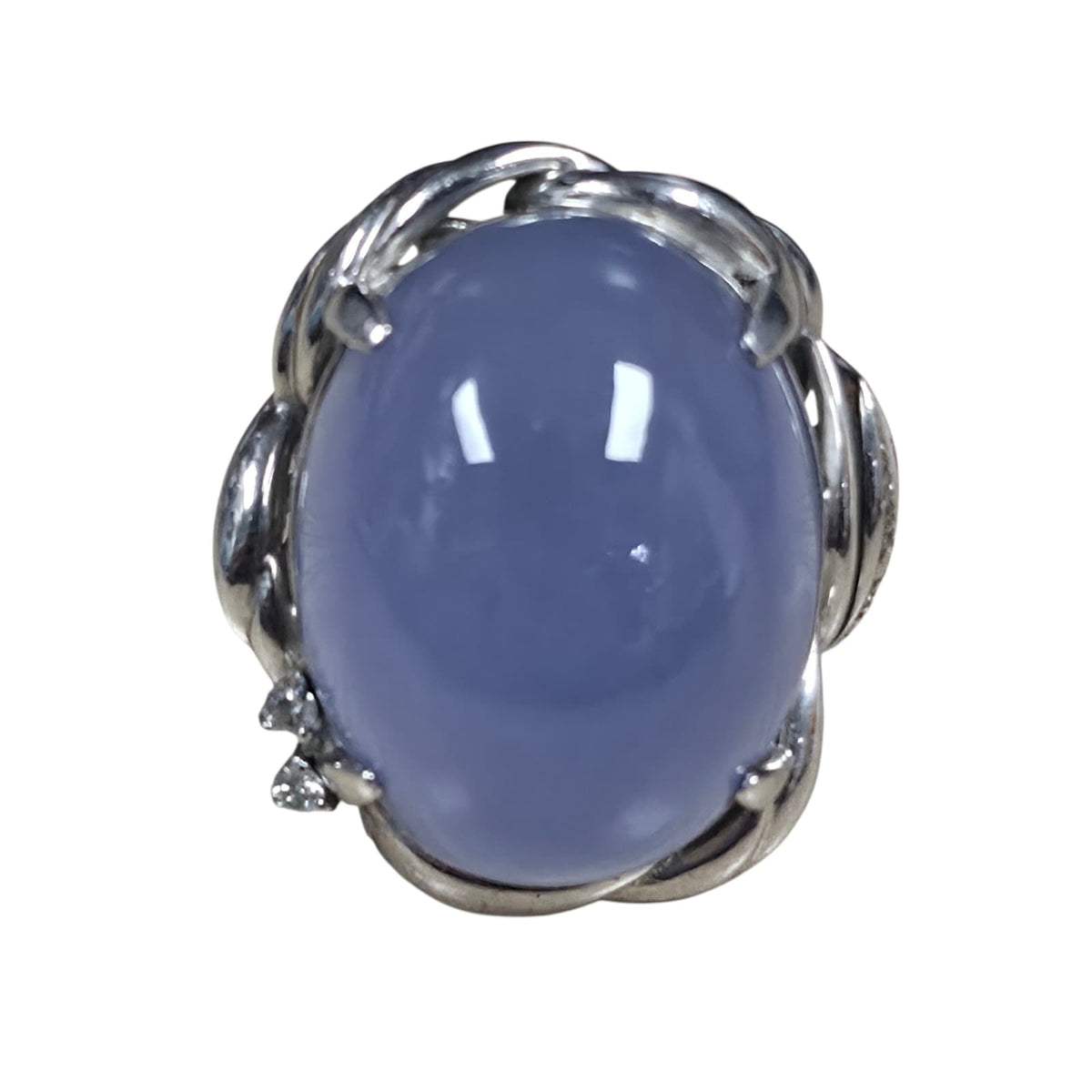 PT900 Blue Chalcedony Diamond Ring Main image