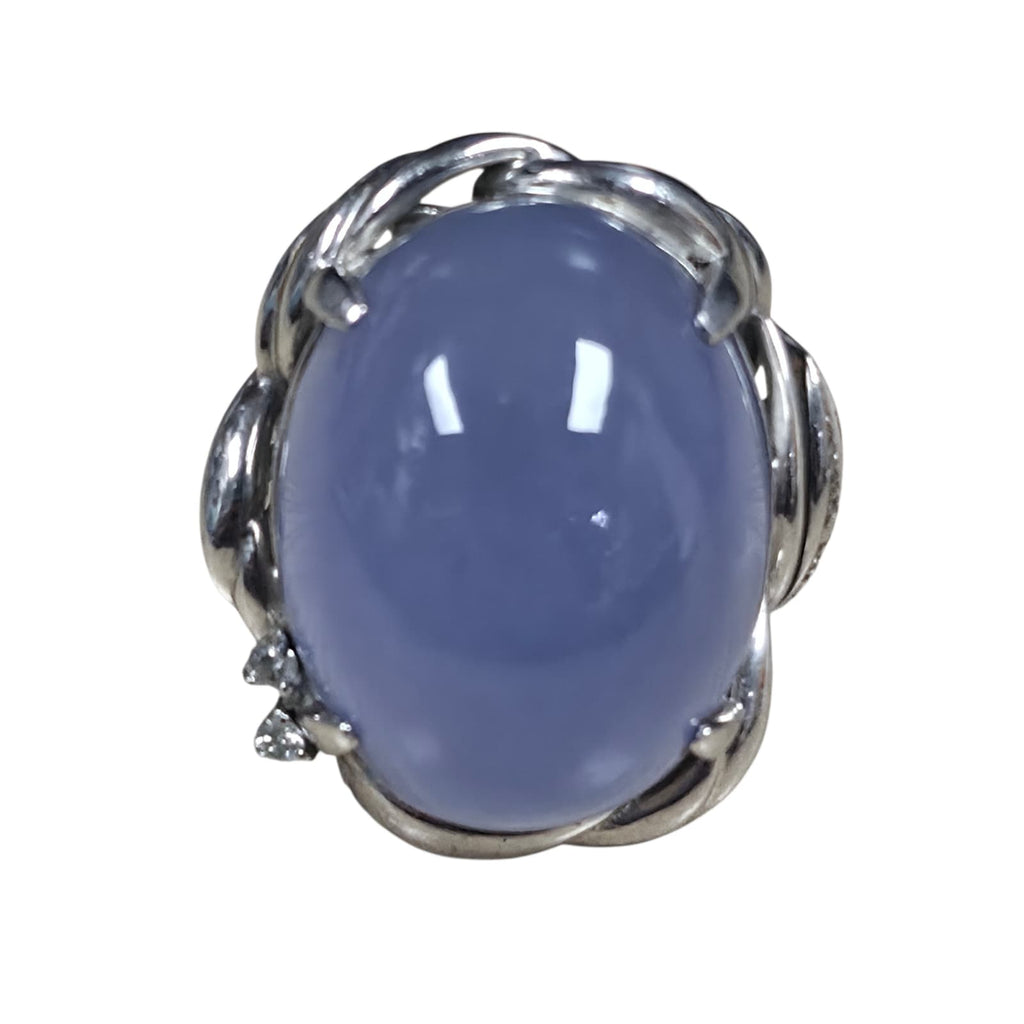 PT900 Blue Chalcedony Diamond Ring