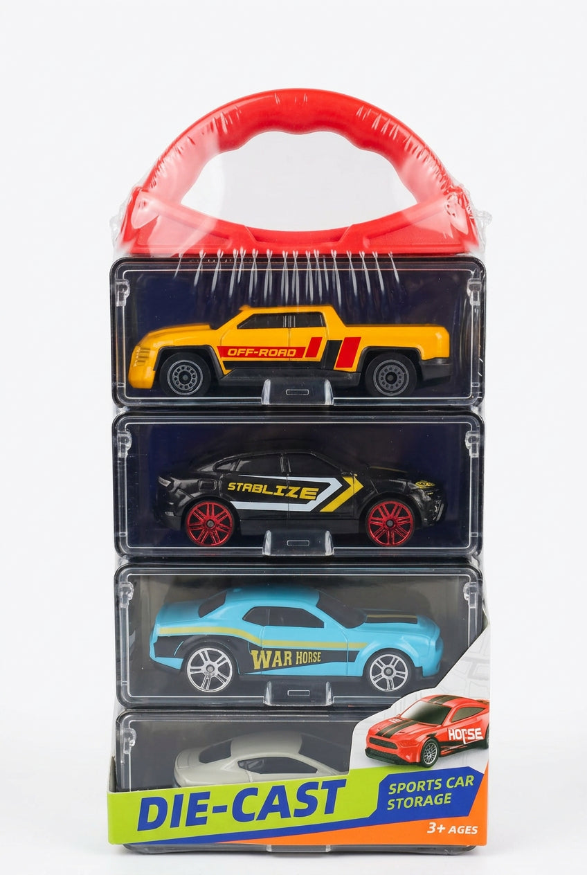 4-Piece Toy Car Set with Carrier Box - A418188