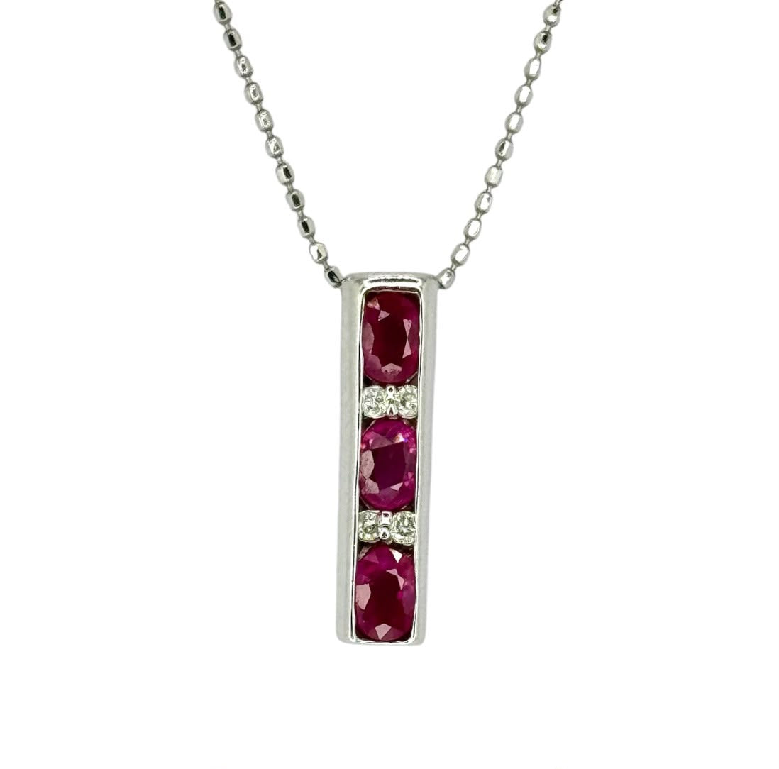 18KWG Ruby3=0.6ct, Diamond Necklace Main image