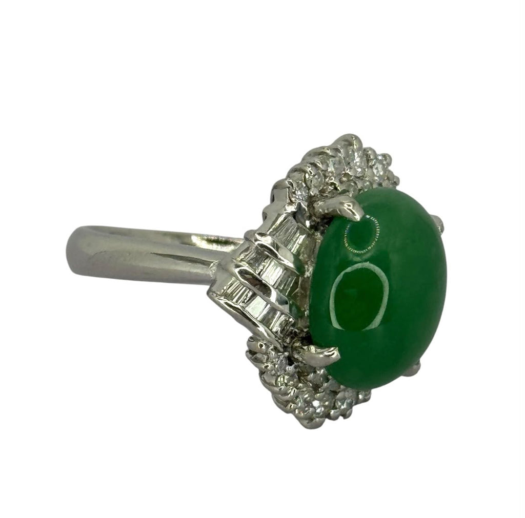 PT900 Jedeite Jade 5.96ct, Diamond 0.62ct Ring With Cert