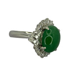 PT900 Jedeite Jade 5.96ct, Diamond 0.62ct Ring With Cert