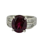 PT900 Rhodolite Red Garnet=6.13ct, Diamond=0.56ct Ring With Cert