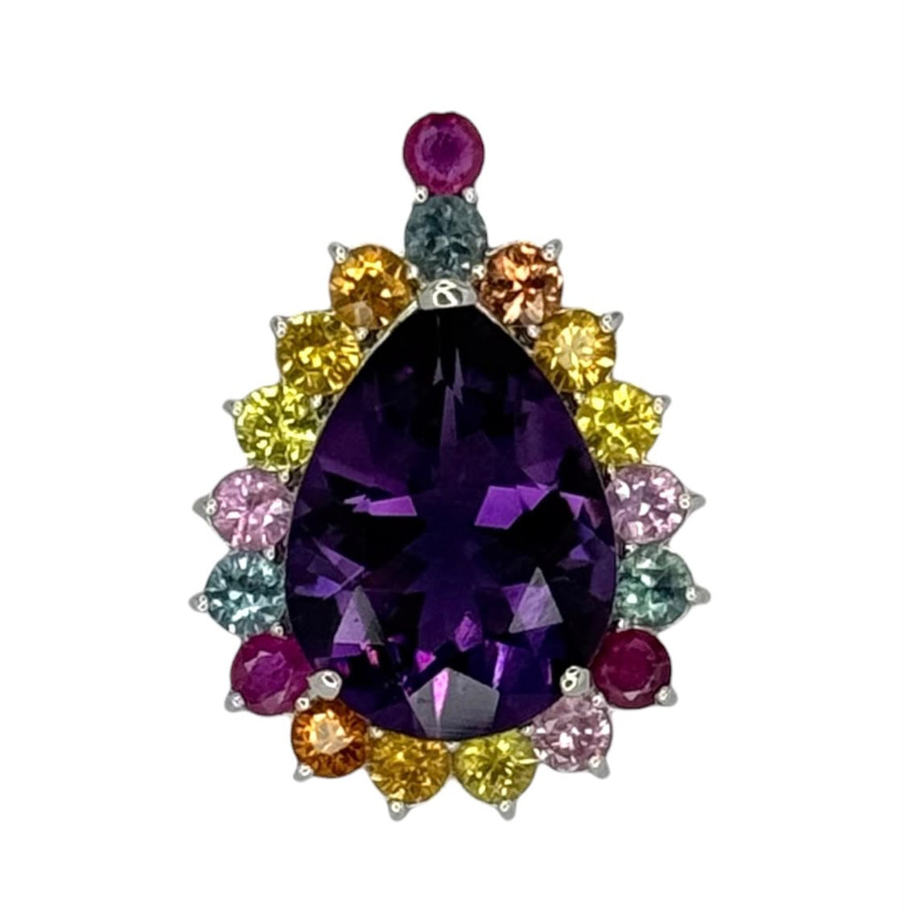 18KWG Amethyst=6.01ct , Color Stone Pendant With Cert
