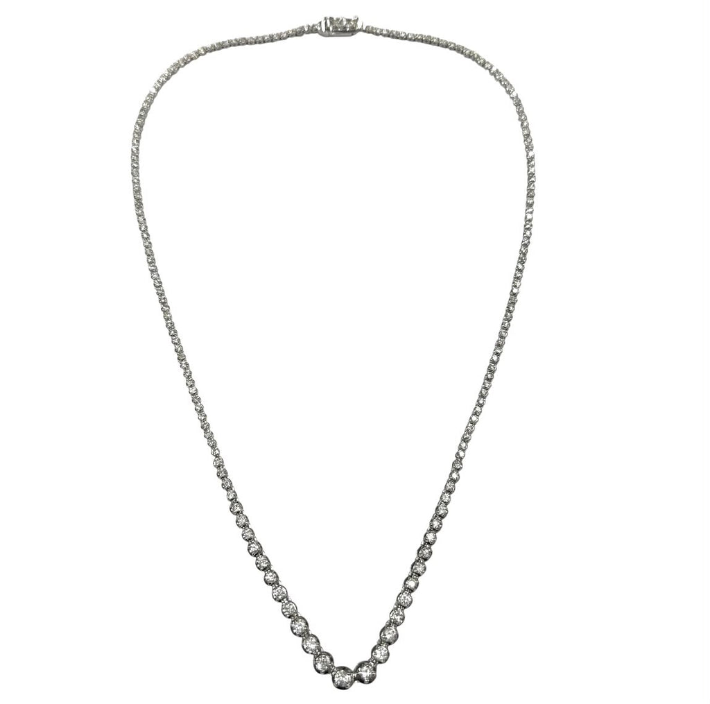PT850 Diamond =3ct, Tennis Necklace With Cert, Length:42cm