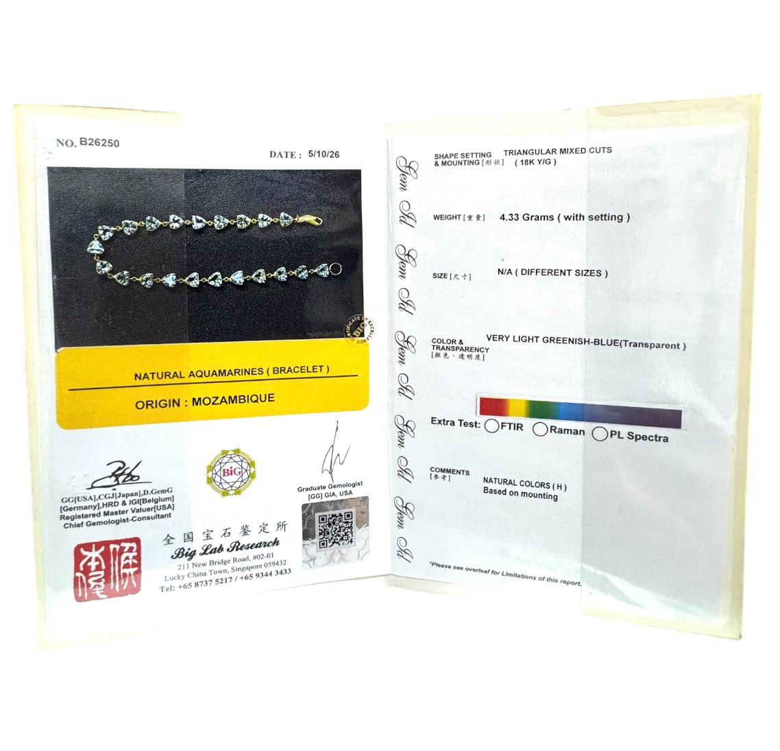 18KYG Aquamarine21=7.98ct Bracelet With Cert, Length 17.50cm