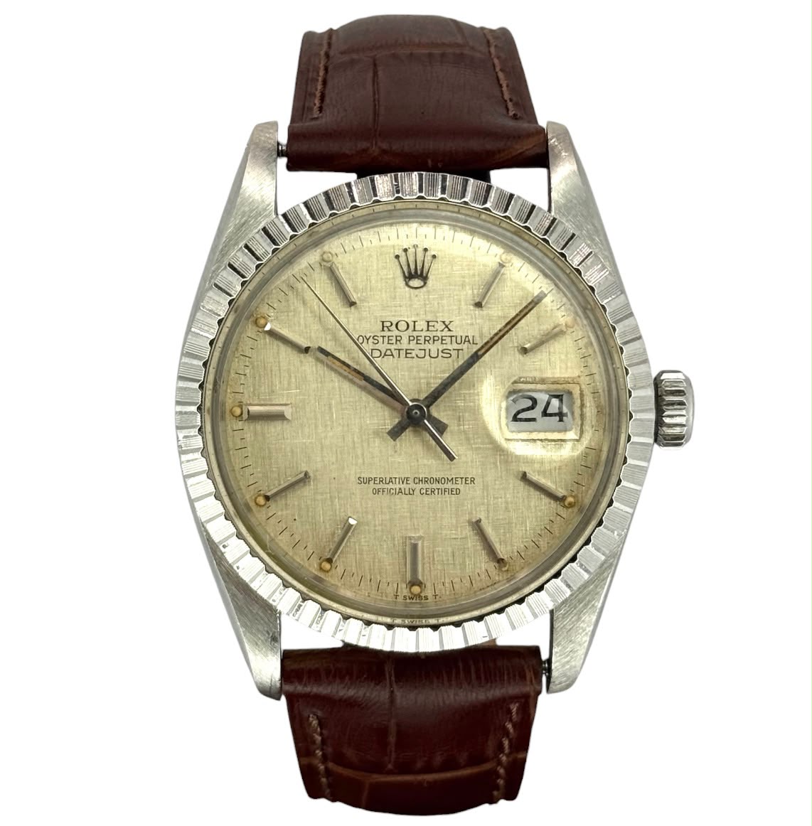 Rolex 16030 Oyster Perpetual Datejust Linen Dial Watch, 36mm