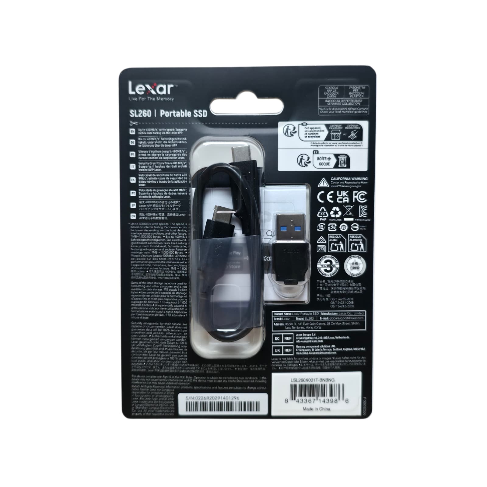 Lexar SL260 Portable SSD 1TB USB3.2 Type-C Secondary image