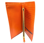Prada Orange Saffiano With Stretch Band Clutch Wallet