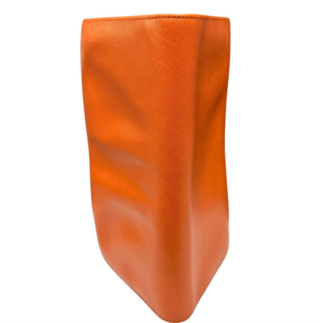 Prada Orange Saffiano With Stretch Band Clutch Wallet