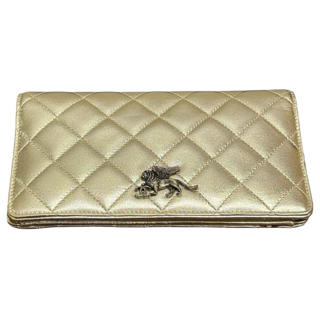 Chanel Matelasse Long Wallet Lamb Skin Gold CC Wallet