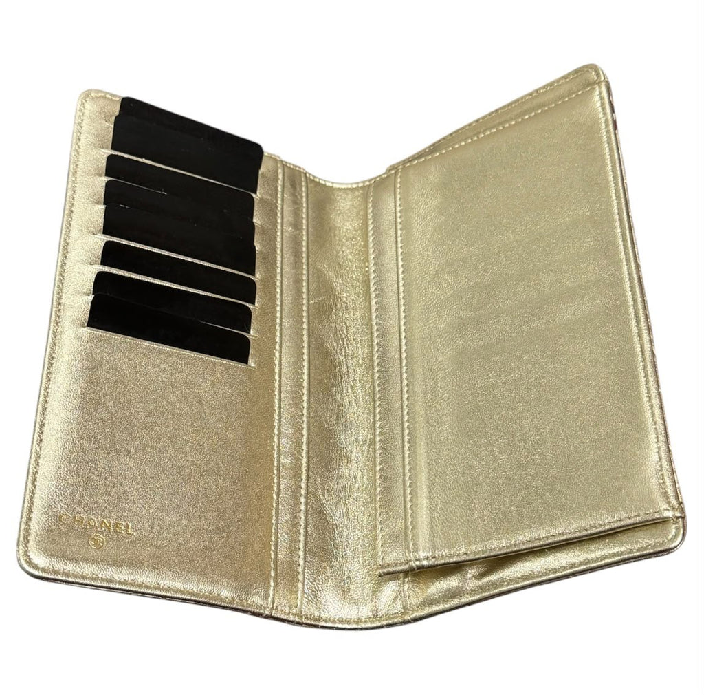 Chanel Matelasse Long Wallet Lamb Skin Gold CC Wallet