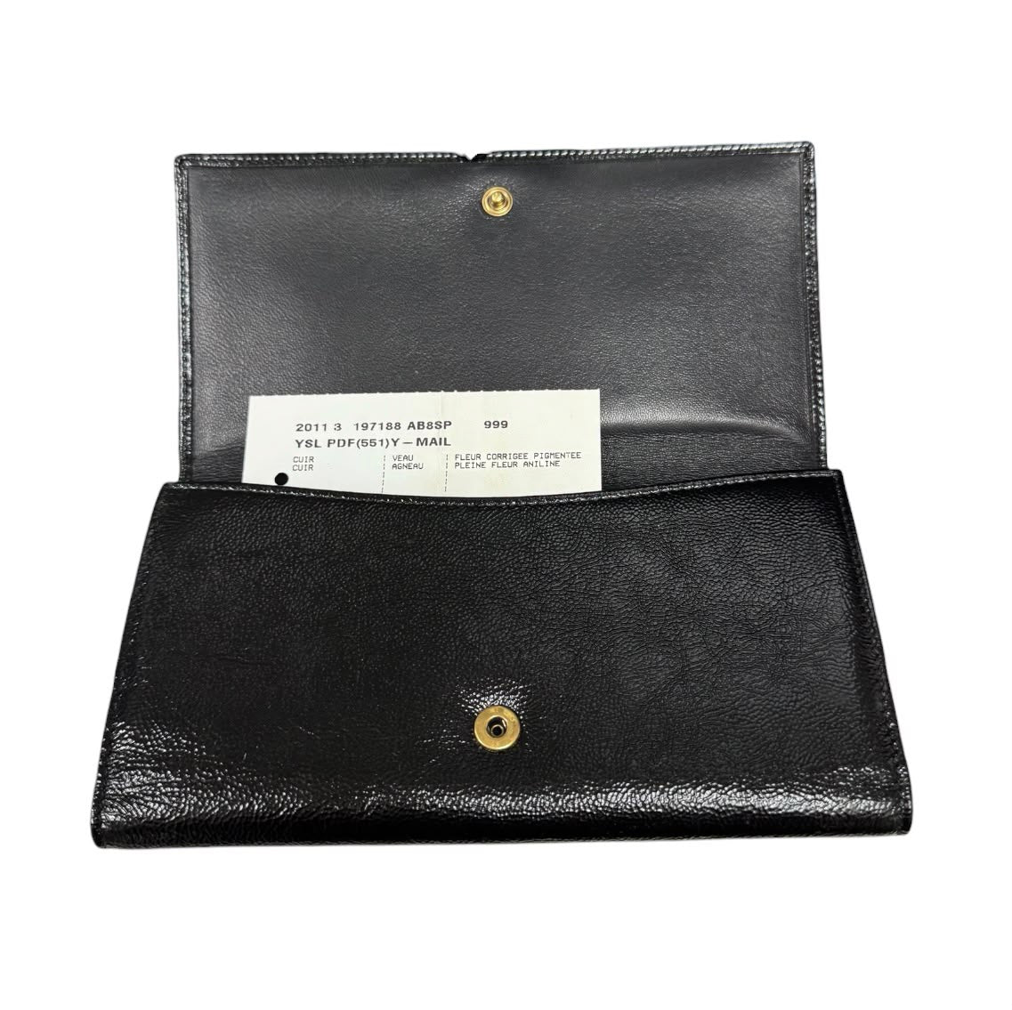 Yves Saint Laurent Y-Mail Leather Long Flap Wallet