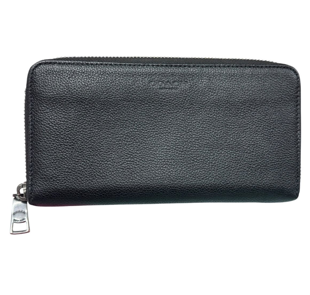 Coach Leather Zipper Long Wallet, Black