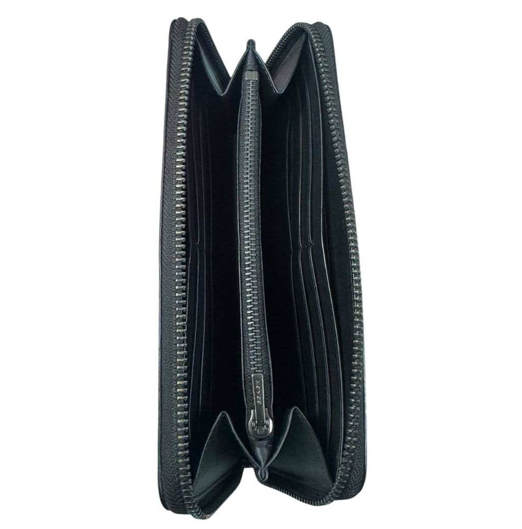 Coach Leather Zipper Long Wallet, Black