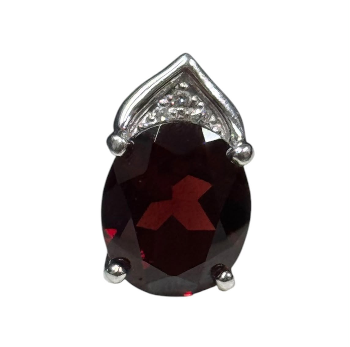 18KWG Red Garnet=4cts, Diamond Pendant With Cert Main image