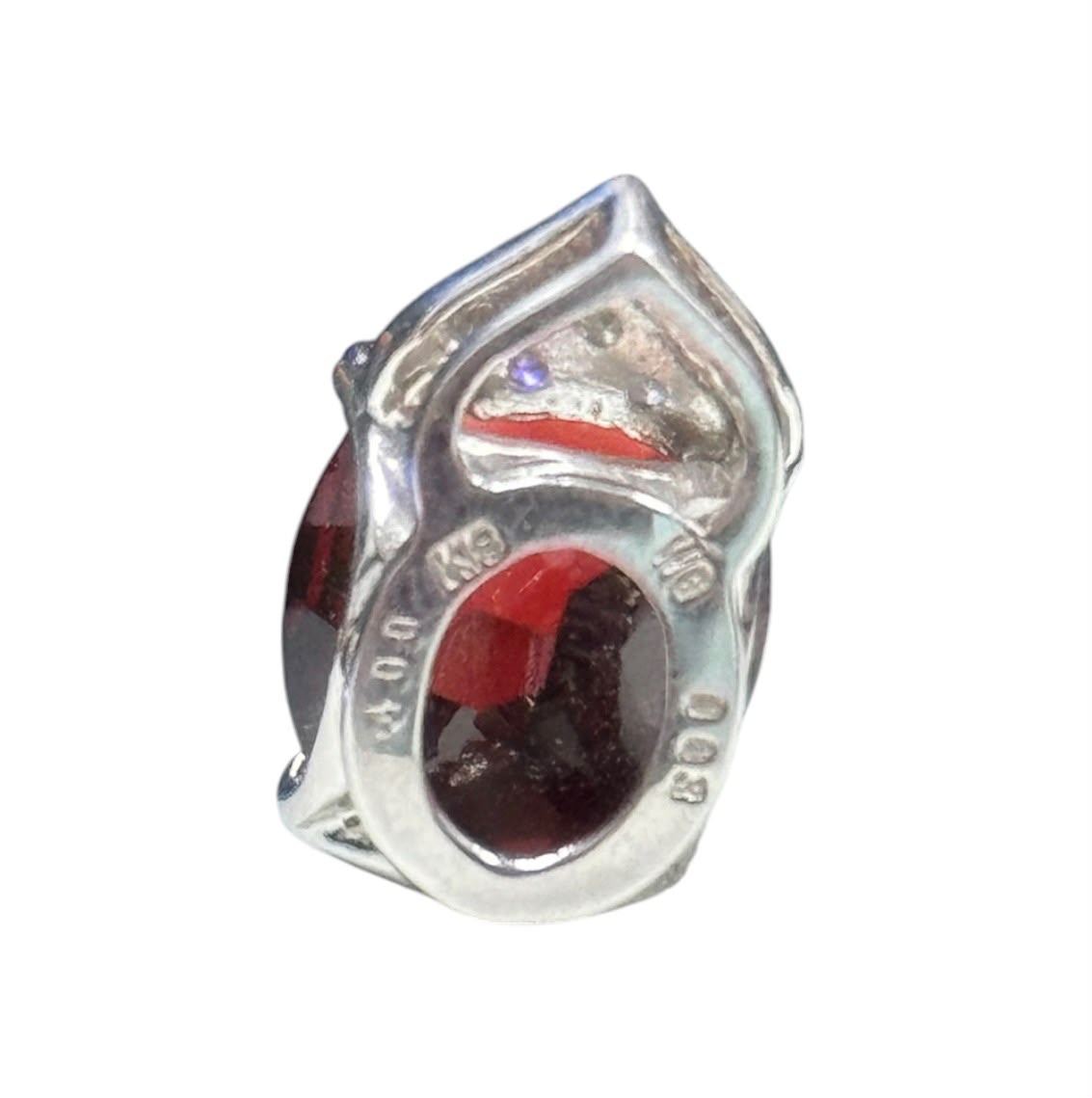 18KWG Red Garnet=4cts, Diamond Pendant With Cert Secondary image