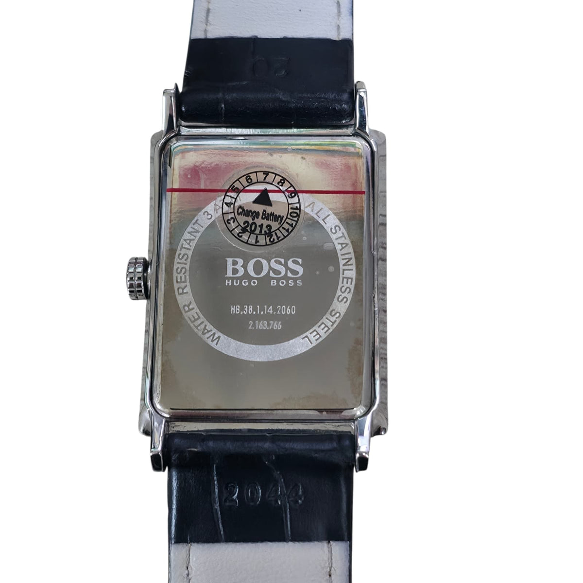 Hugo Boss Men Quartz Watch Square White Dial Black Strap