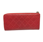 Chanel Red Lambskin Zip Long Wallet
