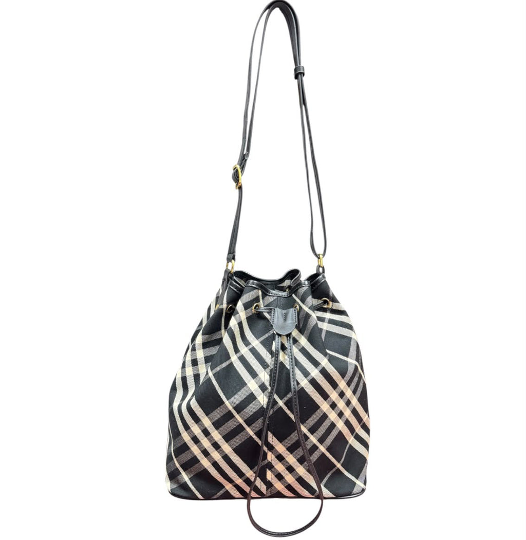 Burberry Check Drawstring Bucket Bag