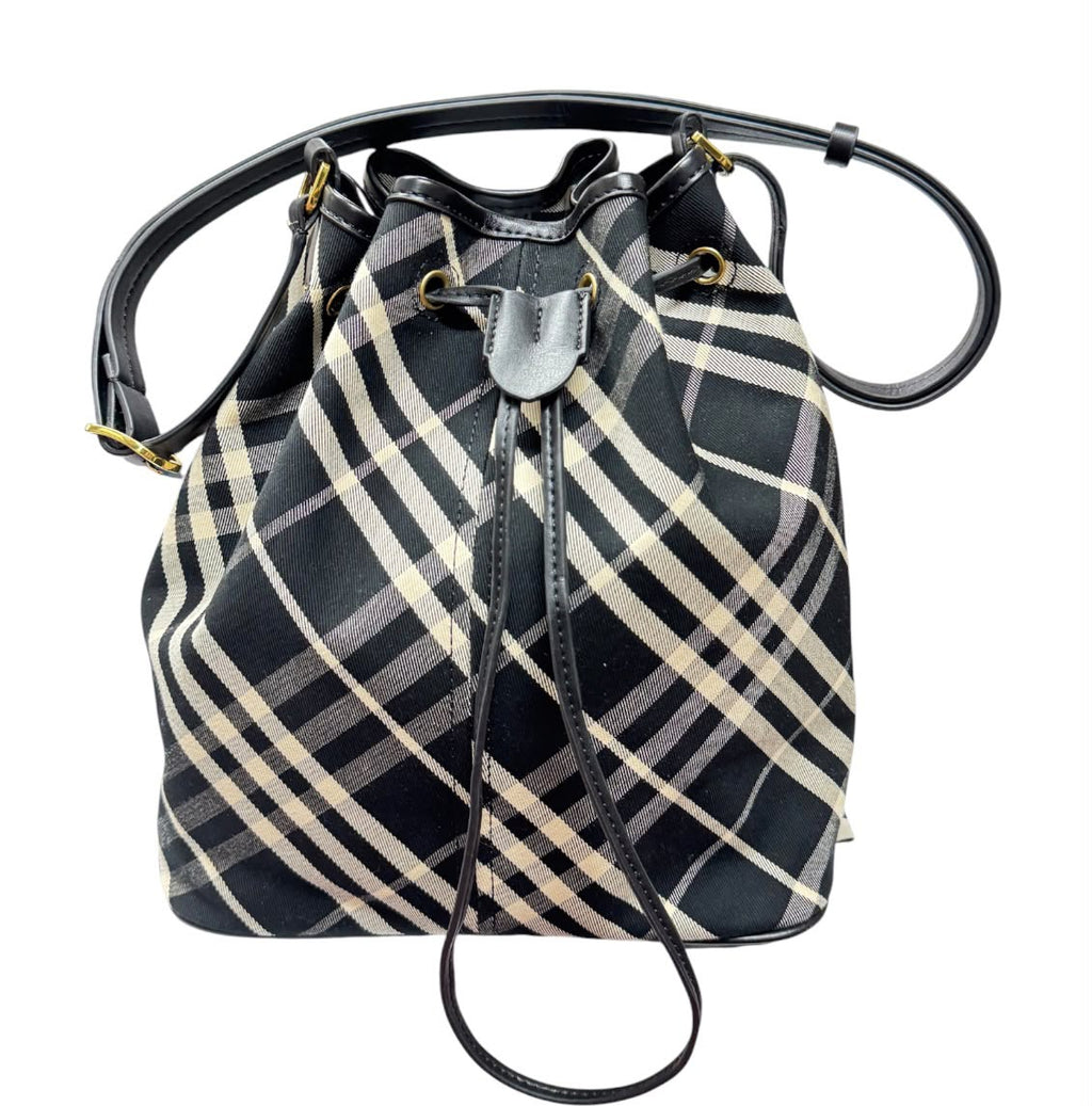 Burberry Check Drawstring Bucket Bag