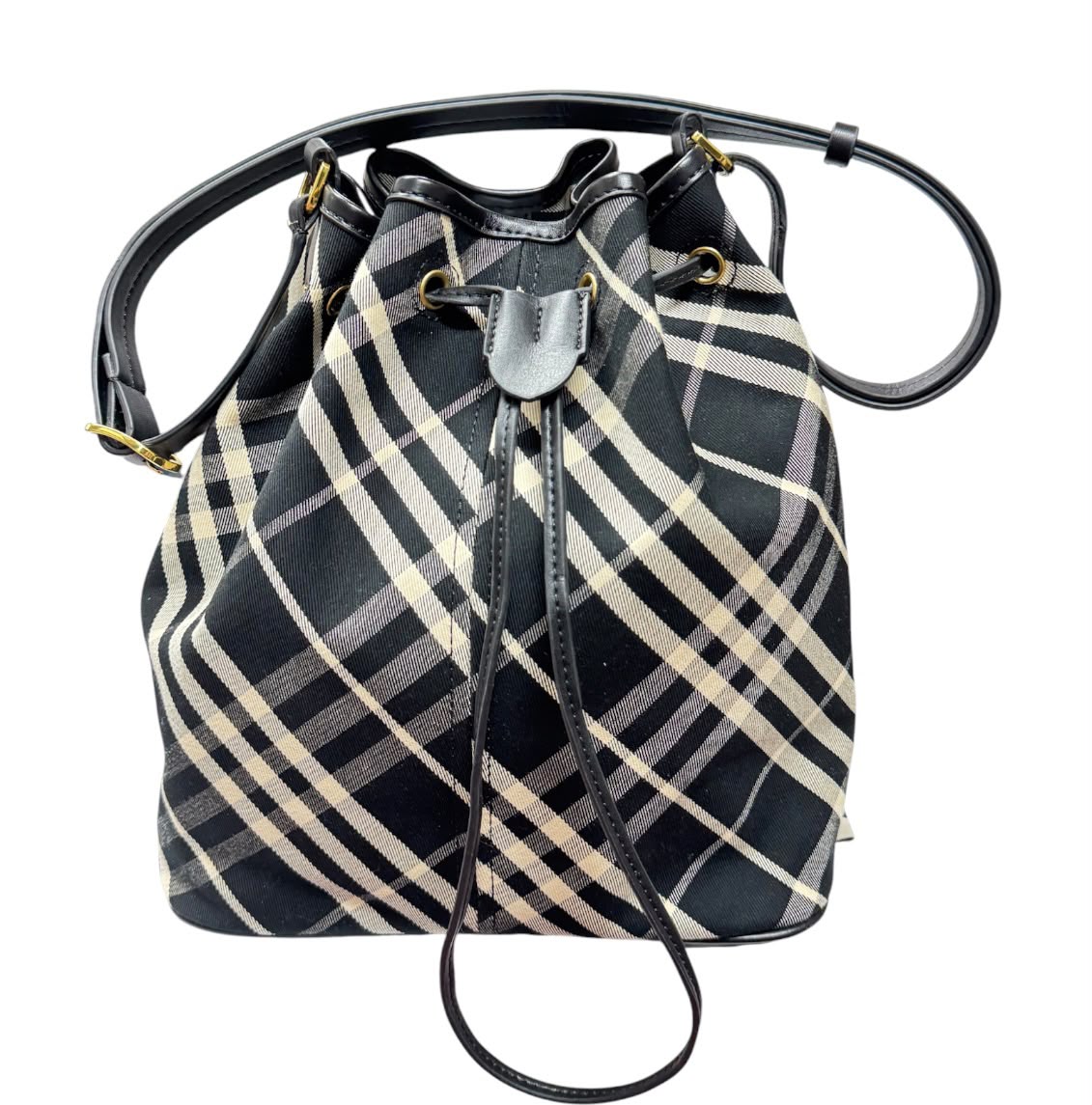 Burberry Check Drawstring Bucket Bag