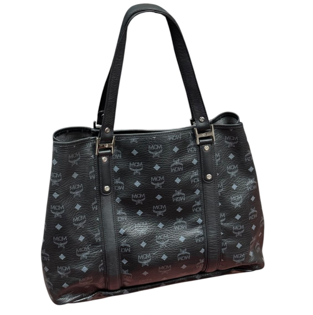 MCM Leather Shoulder Tote Bag, Black