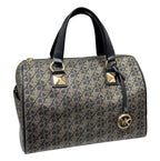 Michael Kors MK Grayson Medium Metallic Empire Signature Logo Satchel With Sling Strap