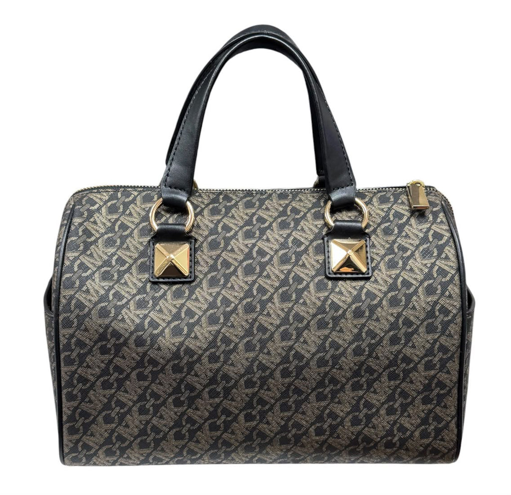Michael Kors MK Grayson Medium Metallic Empire Signature Logo Satchel With Sling Strap