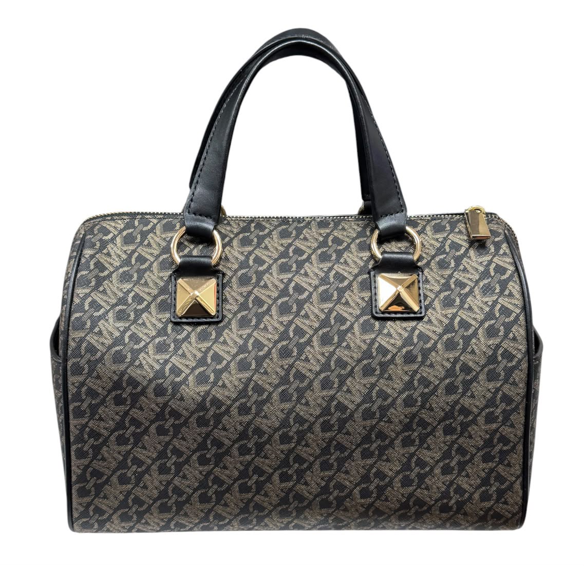 Michael Kors MK Grayson Medium Metallic Empire Signature Logo Satchel With Sling Strap