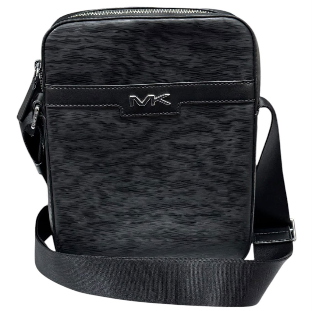 Michael Kors Men's Medium Crossbody Leather Cooper Flight Bag, Black