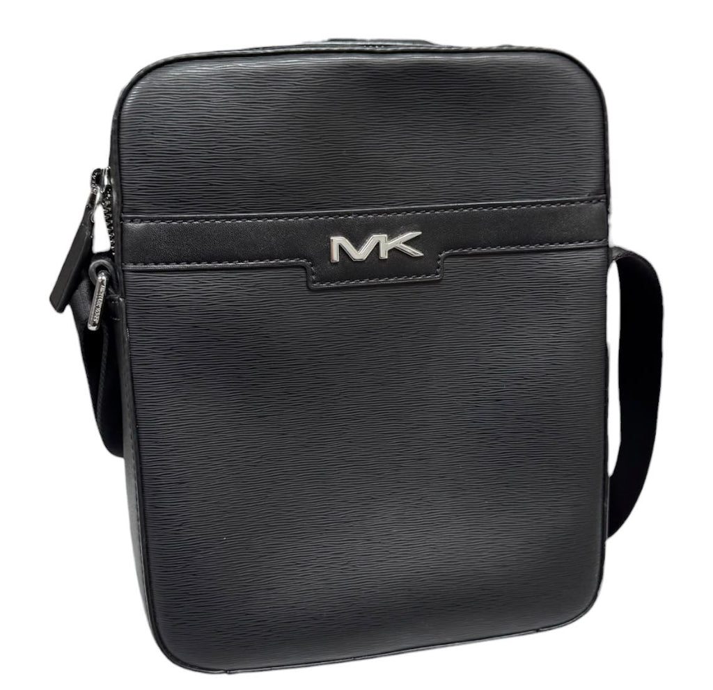 Michael Kors Men's Medium Crossbody Leather Cooper Flight Bag, Black