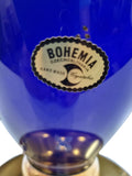 Bohemian Enamel Blue Glass Vase