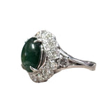18KWG Diamond=D16, Jade(A) Ring w/Cert