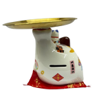 Fortune Cat Coin Bank With Plate