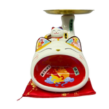 Fortune Cat Coin Bank With Plate